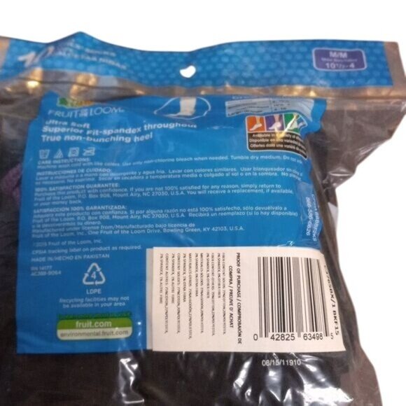 Fruit Of The Loom Size M 10.5-4 Crew Socks Girls 10 Pack Ultra Soft Black NEW - Picture 5 of 5